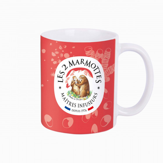 tasse rouge logo les 2 marmottes pour tisanes et infusions